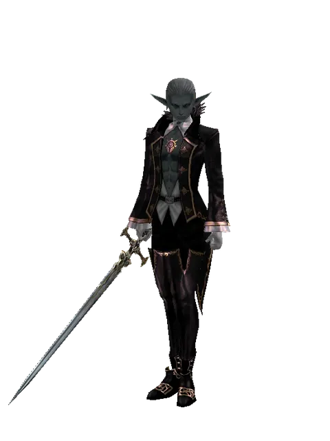 Dark Legion's Edge on a male Dark Elf, front view