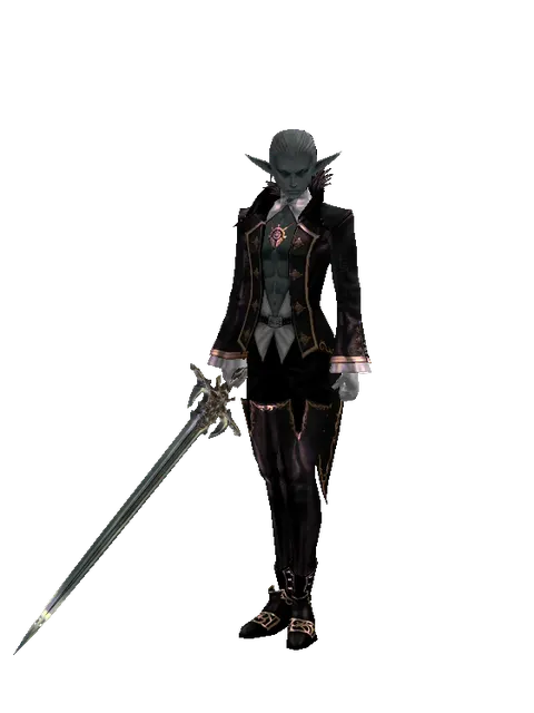 Dynasty Sword on a male Dark Elf, front view
