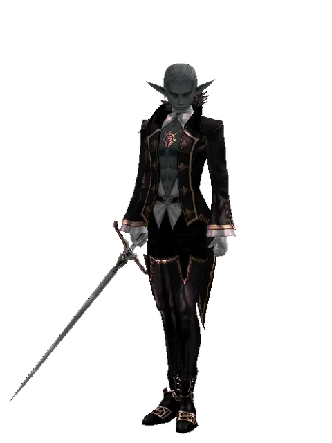 Elemental Sword on a male Dark Elf, front view