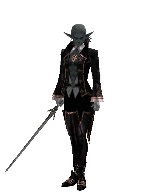 Elven Sword on a male Dark Elf, front view