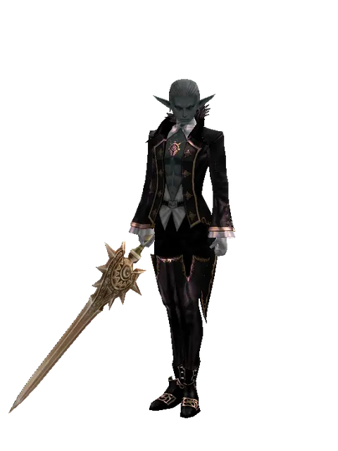 Forgotten Blade on a male Dark Elf, front view