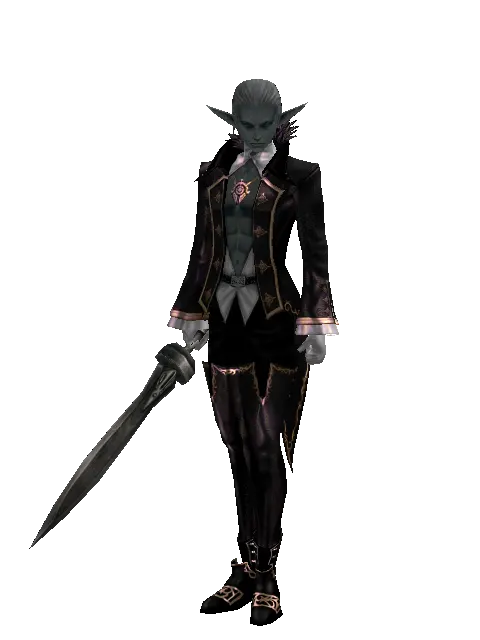 Gladius on a male Dark Elf, front view