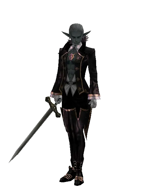 Long Sword on a male Dark Elf, front view