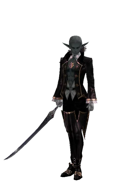 Mysterious Sword on a male Dark Elf, front view