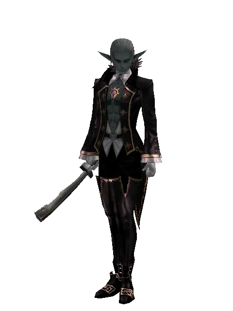 Orcish Sword on a male Dark Elf, front view