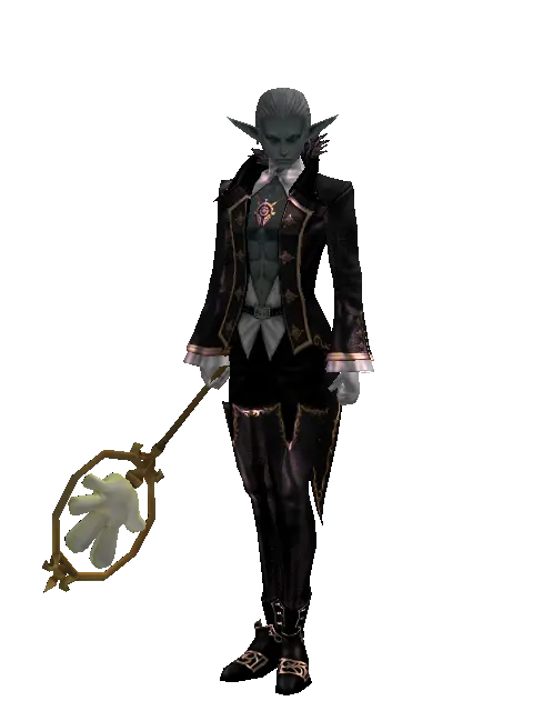 Paper Stick - 30-day limited period on a male Dark Elf, front view