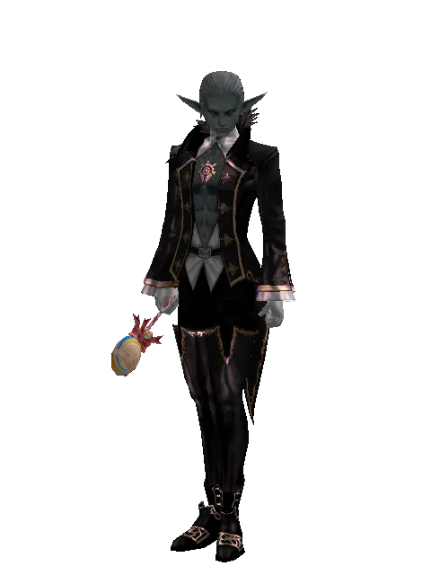 Pig Lollipop on a male Dark Elf, front view