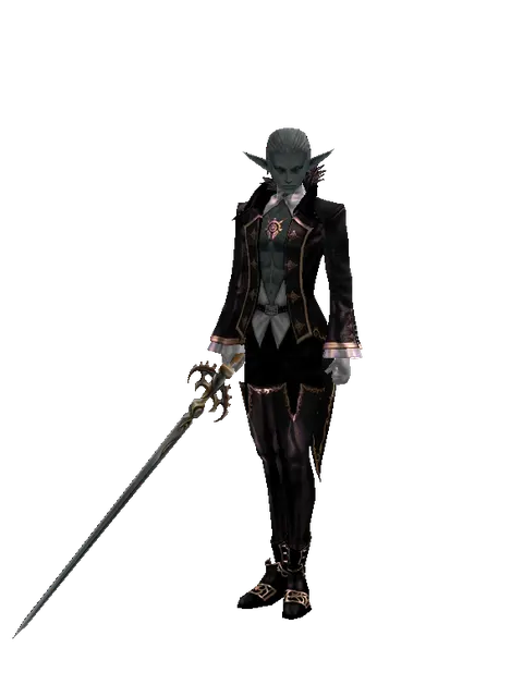 Raid Sword on a male Dark Elf, front view