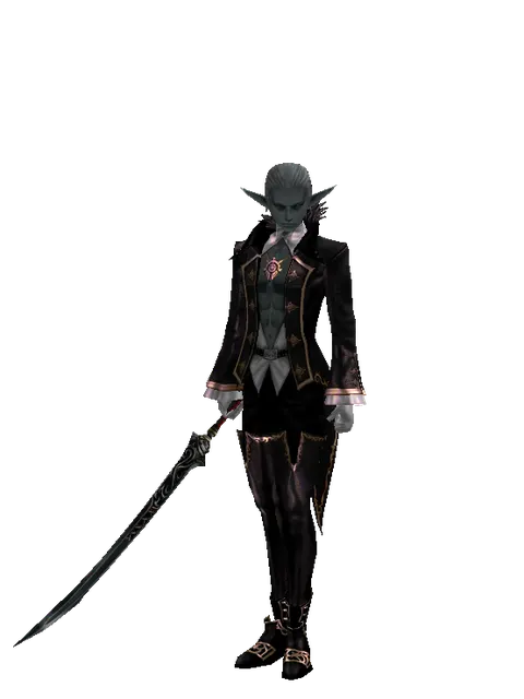 Samurai Longsword on a male Dark Elf, front view