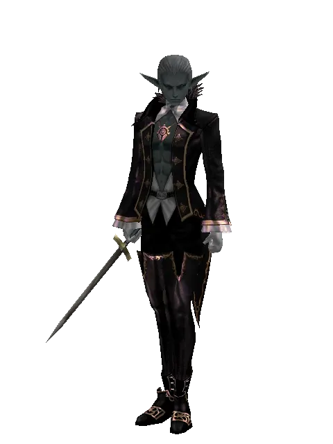 Short Sword on a male Dark Elf, front view
