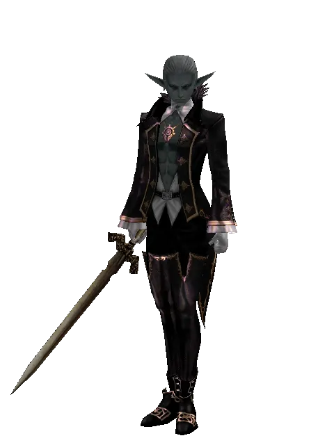 Spinebone Sword on a male Dark Elf, front view