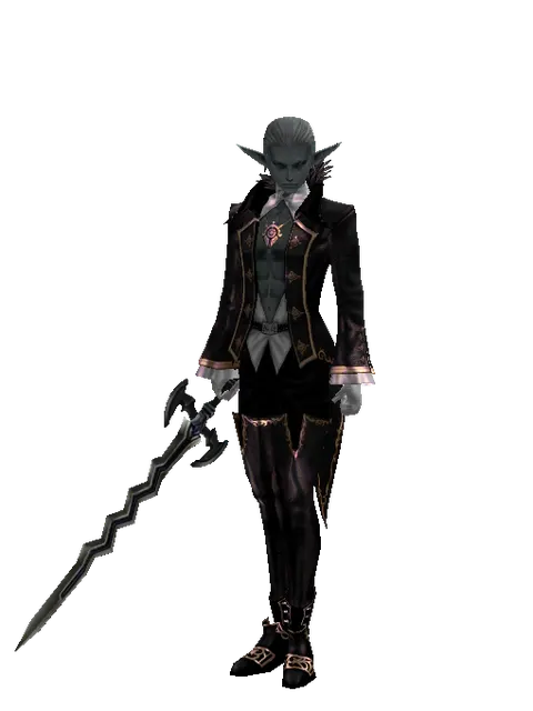 Stormbringer on a male Dark Elf, front view