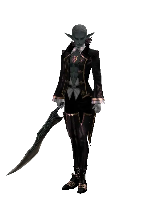 Sword of Limit on a male Dark Elf, front view