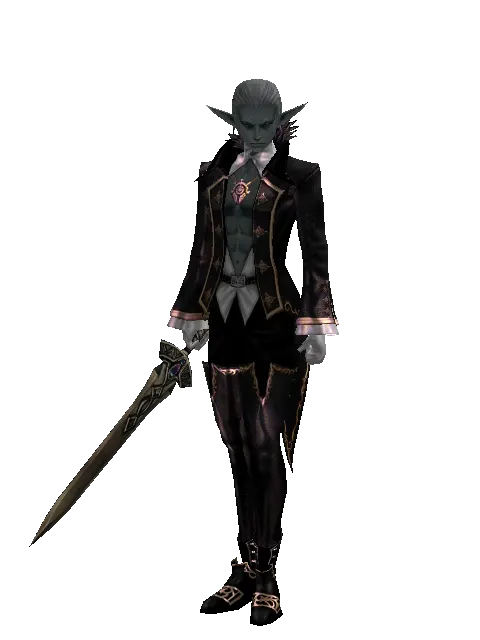 Sword of Magic on a male Dark Elf, front view