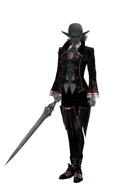 Sword of Magic Fog on a male Dark Elf, front view