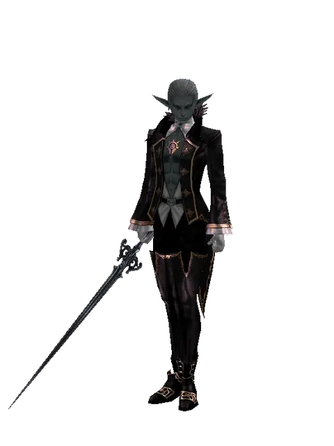 Sword of Miracles on a male Dark Elf, front view