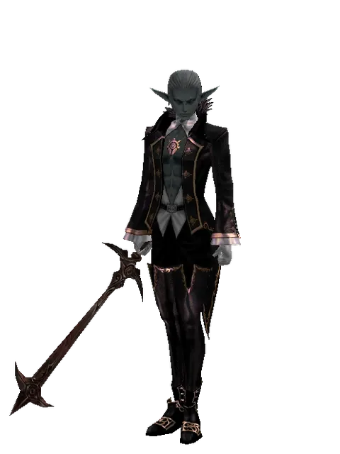 Sword of Nightmare on a male Dark Elf, front view