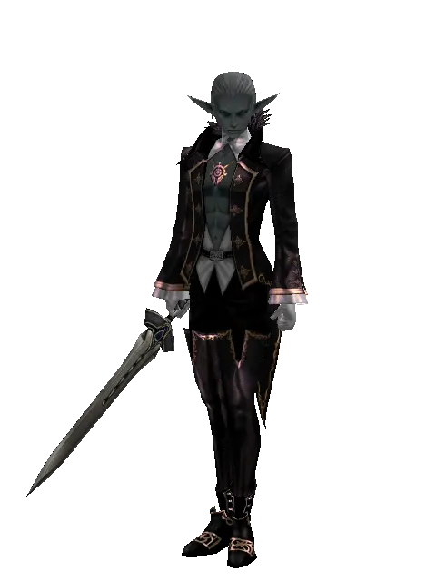 Sword of Occult on a male Dark Elf, front view