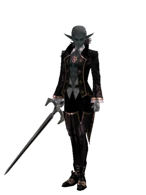 Sword of Revolution on a male Dark Elf, front view