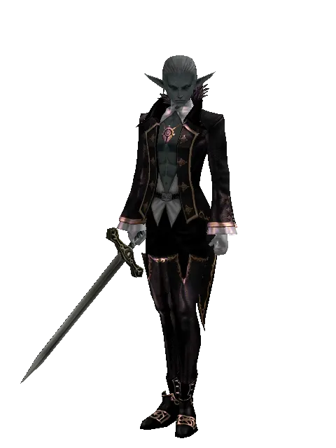 Sword of Solidarity on a male Dark Elf, front view