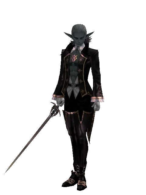 Sword of Valhalla on a male Dark Elf, front view