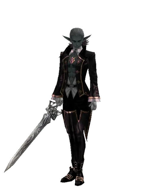 Tallum Blade on a male Dark Elf, front view