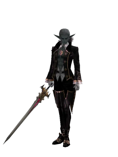 Vesper Sword on a male Dark Elf, front view