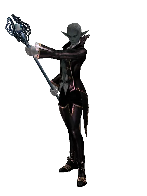 Conjuror's Staff on a male Dark Elf, front view