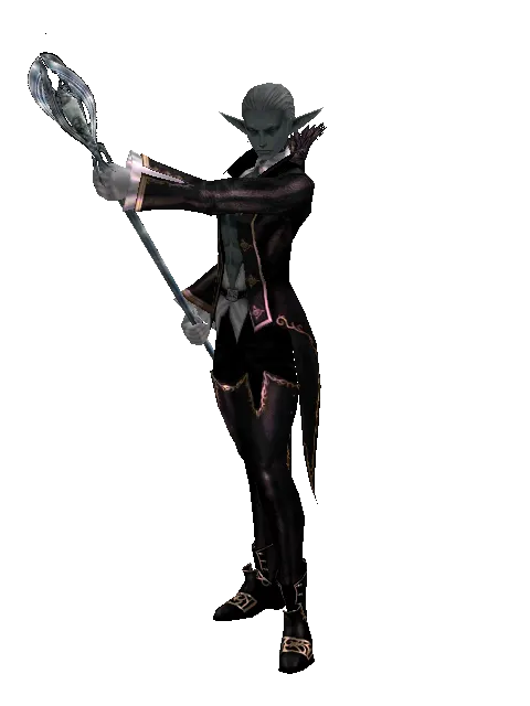 Crystal Staff on a male Dark Elf, front view