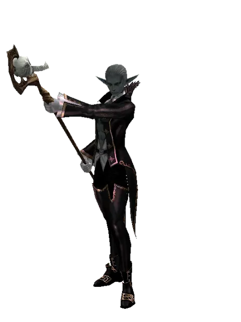 Cursed Staff on a male Dark Elf, front view