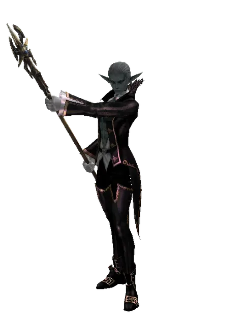 Dasparion's Staff on a male Dark Elf, front view