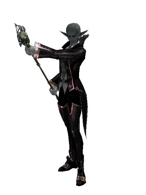 Deadman's Staff on a male Dark Elf, front view