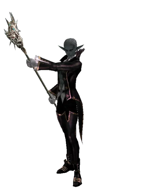 Dynasty Staff on a male Dark Elf, front view