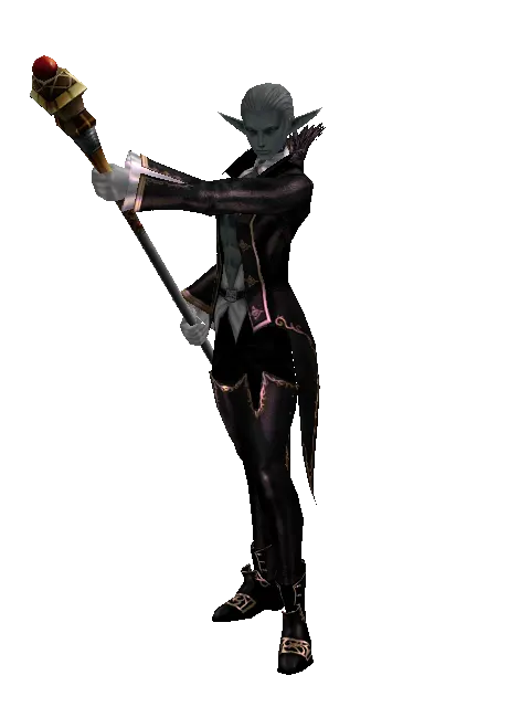 Ghost Staff on a male Dark Elf, front view