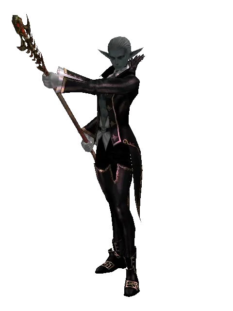 Ghoul's Staff on a male Dark Elf, front view