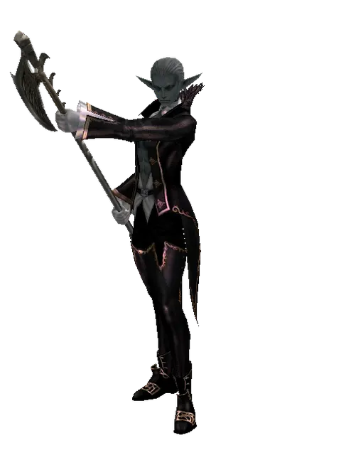 Heavy Doom Axe on a male Dark Elf, front view