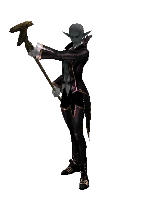 Improved Mage Staff on a male Dark Elf, front view