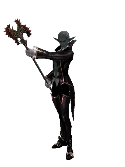 Inferno Staff on a male Dark Elf, front view