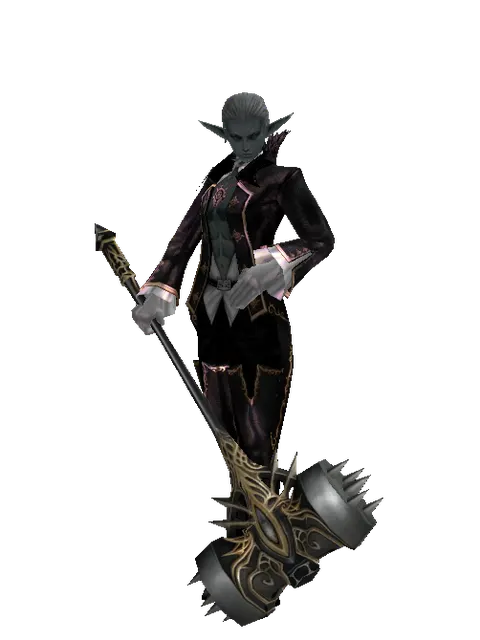 Infinity Crusher on a male Dark Elf, front view