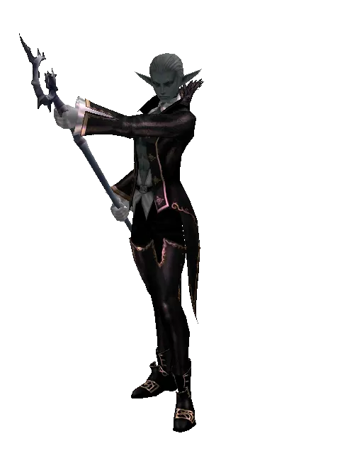 Mystic Staff on a male Dark Elf, front view