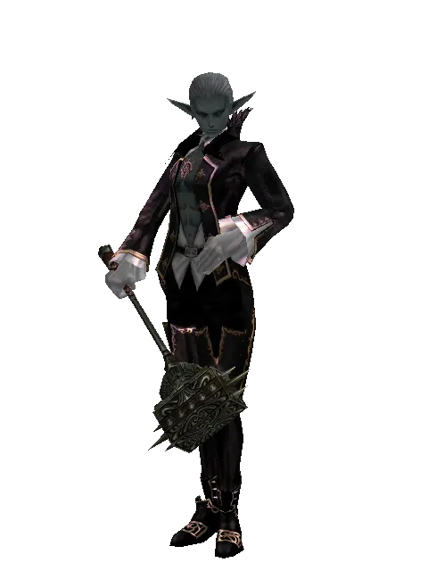 Pa'agrian Hammer on a male Dark Elf, front view