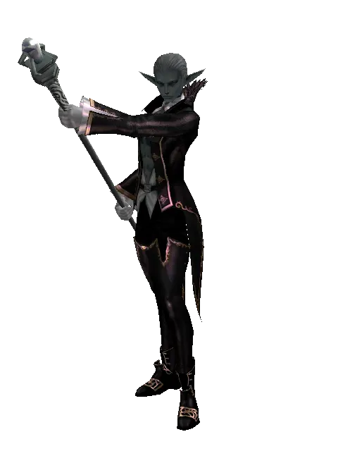 Paradia Staff on a male Dark Elf, front view