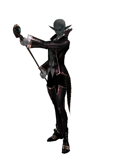 Sprite's Staff on a male Dark Elf, front view