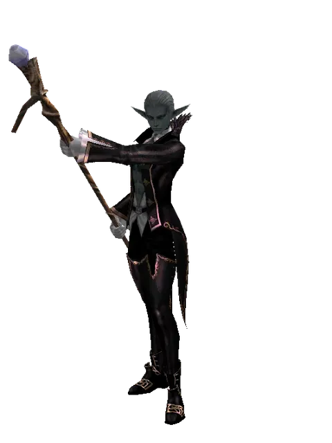 Staff of Magic on a male Dark Elf, front view
