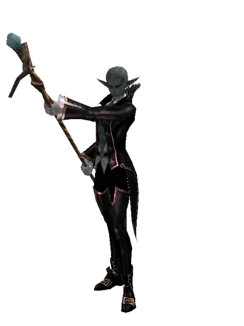 Staff of Mana on a male Dark Elf, front view