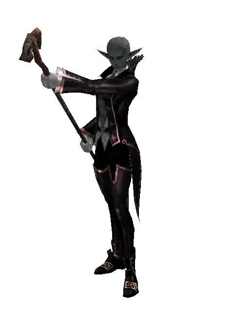 Staff of Sentinel on a male Dark Elf, front view