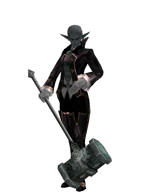 Titan Hammer on a male Dark Elf, front view