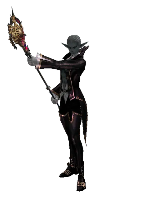 Vesper Staff on a male Dark Elf, front view