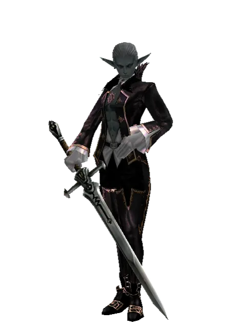 Claymore on a male Dark Elf, front view