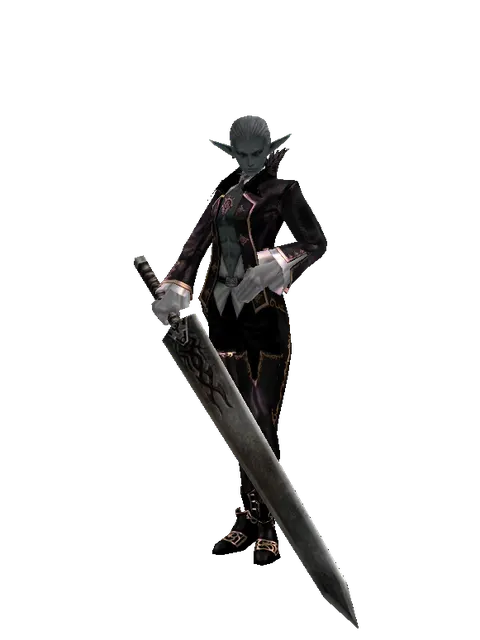 Great Sword on a male Dark Elf, front view
